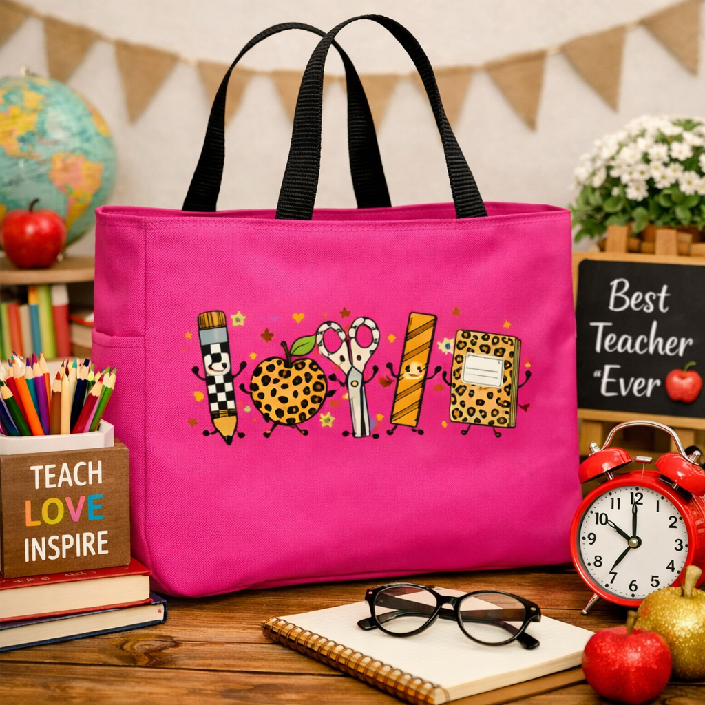 Cheetah School Supplies Tote