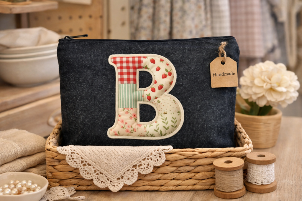 Strawberry Initial Pencil Pouch