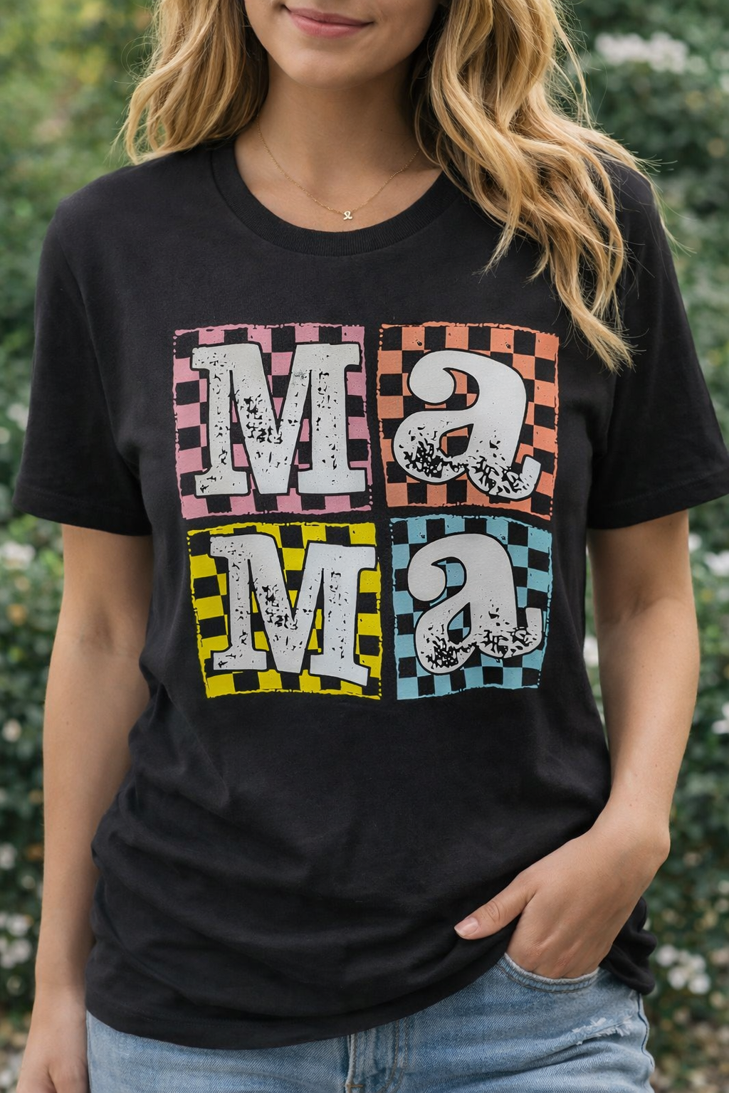 Checkered MaMa Tee