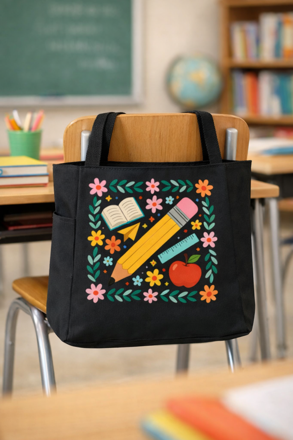 Teacher Flower Pencil Tote Bage