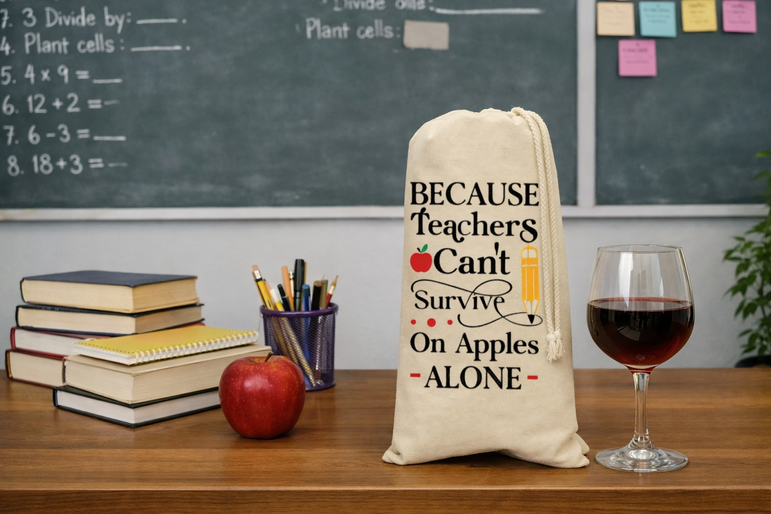 Teachers Can't Survive Wine bag