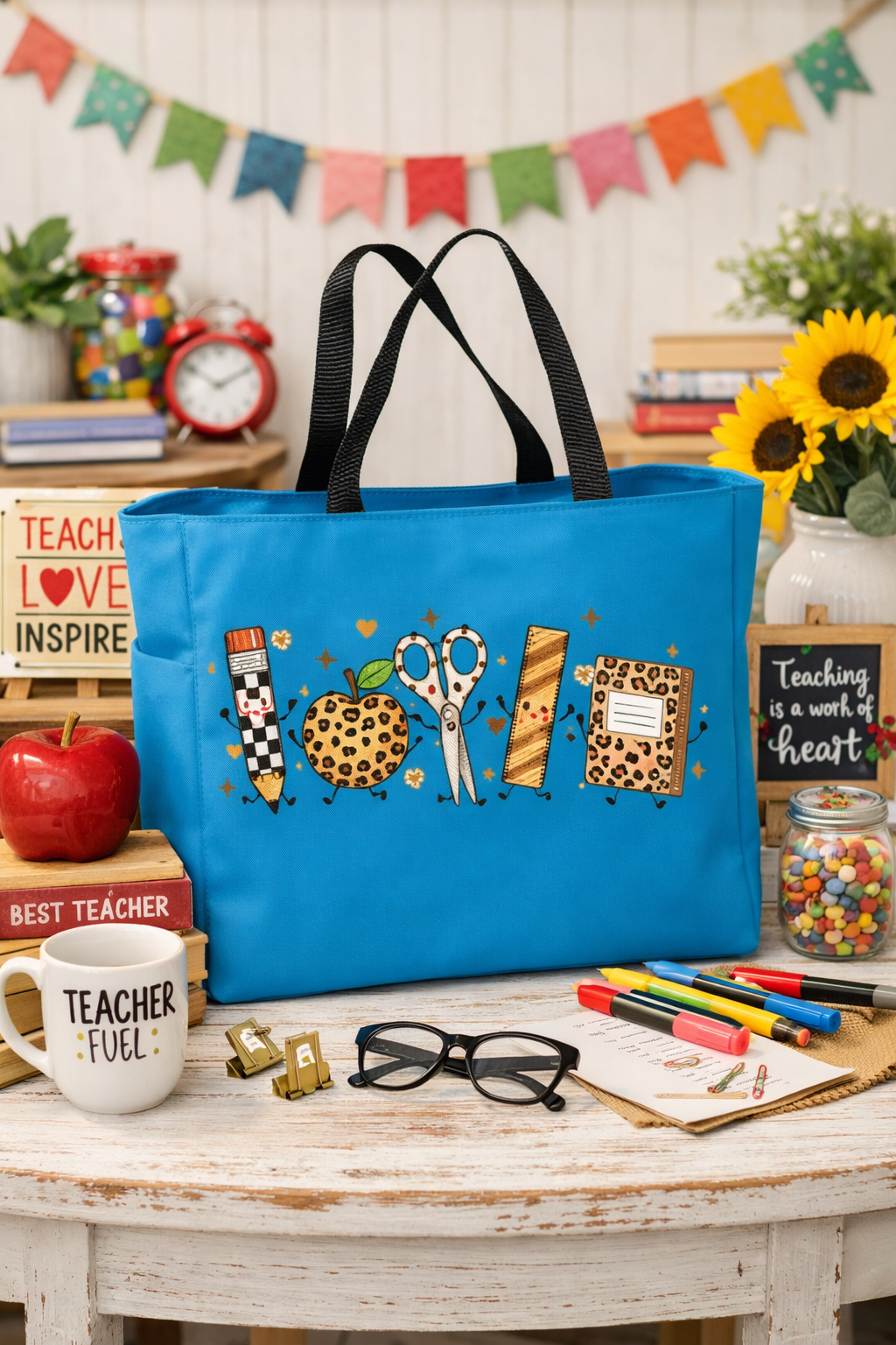 Cheetah School Supplies Tote