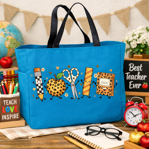 Cheetah School Supplies Tote