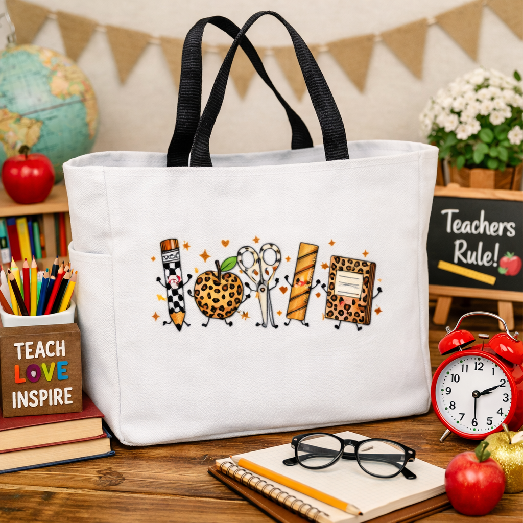 Cheetah School Supplies Tote