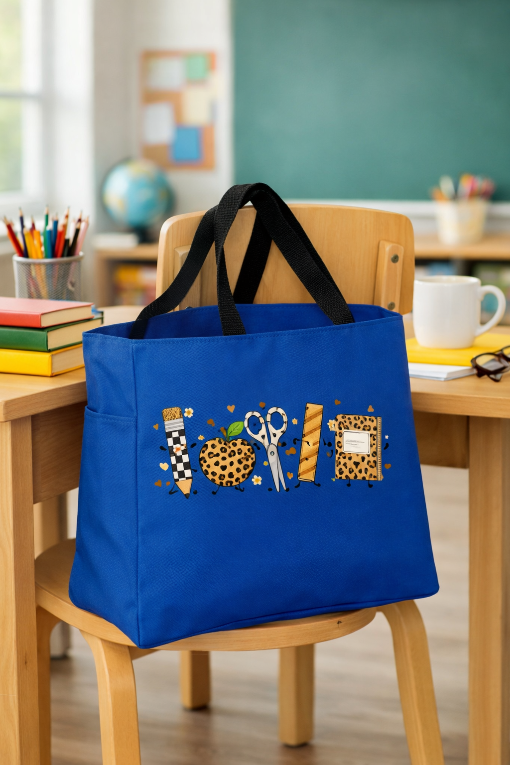 Cheetah School Supplies Tote