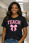 Teach Pink Bow Tee