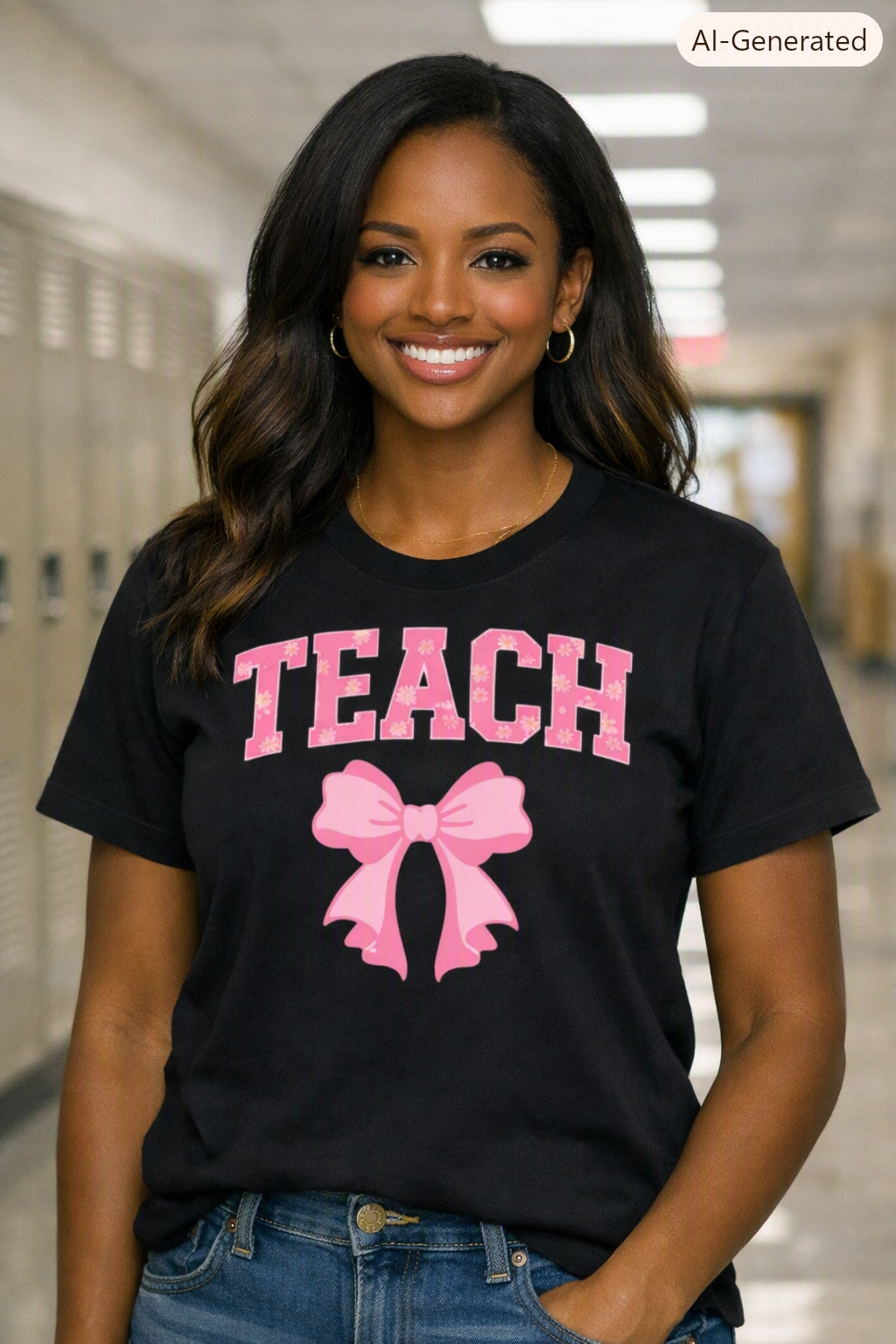 Teach Pink Bow Tee